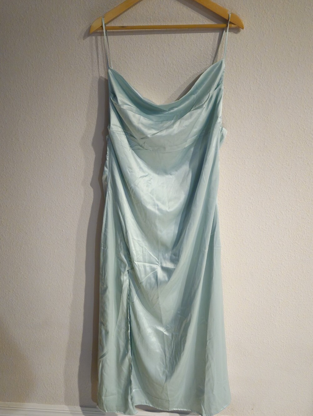 Finesse Pale Aqua Cowl Neck Maxi Slip Dress
